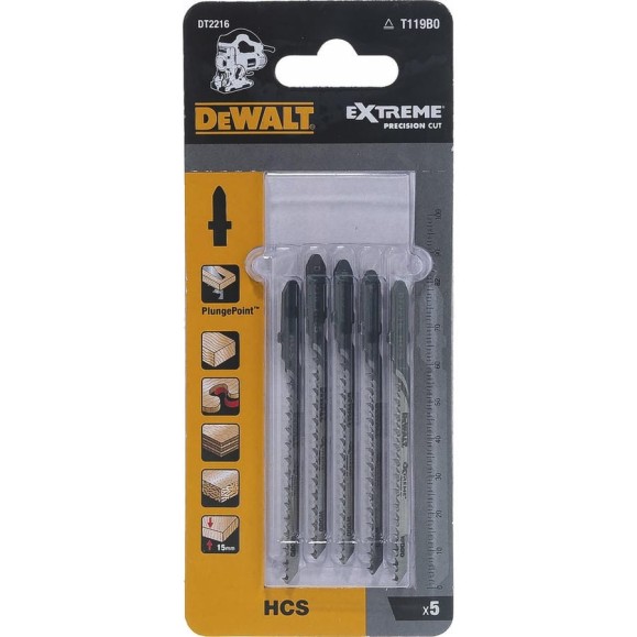Пилка по дереву для фигурного реза T119BO 82х54 мм, шаг 2.0, 5 шт. DEWALT DT2216