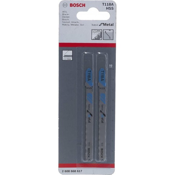 Пилки для лобзика T118A (92 мм; 2 шт.) Bosch 2608668617