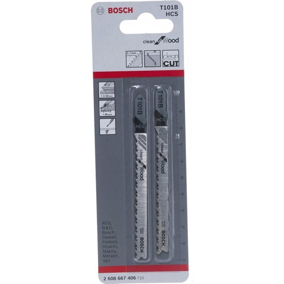 Пилки для лобзика T101B (74 мм; 2 шт.) Bosch 2608667406
