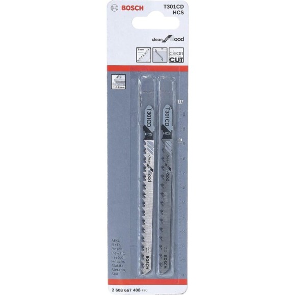 Пилки для лобзика T301CD (91 мм; 2 шт.) Bosch 2608667408
