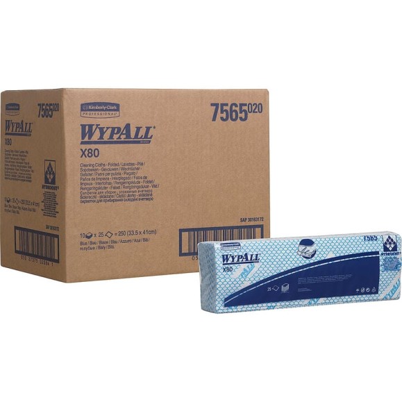 Протирочный материал Kimberly-Clark WypAll X80 сложенные, синий 7565 Протирочный материал Kimberly-Clark WypAll X80 сложенные, синий 7565