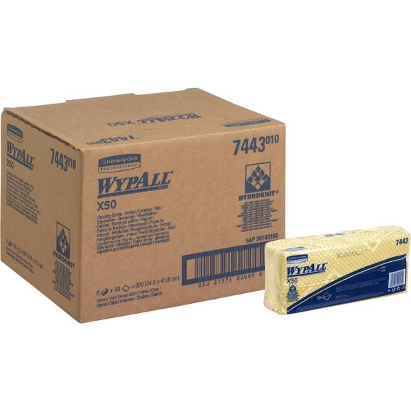 Протирочный материал Kimberly-Clark WypAll X50 сложенные, желтый 7443