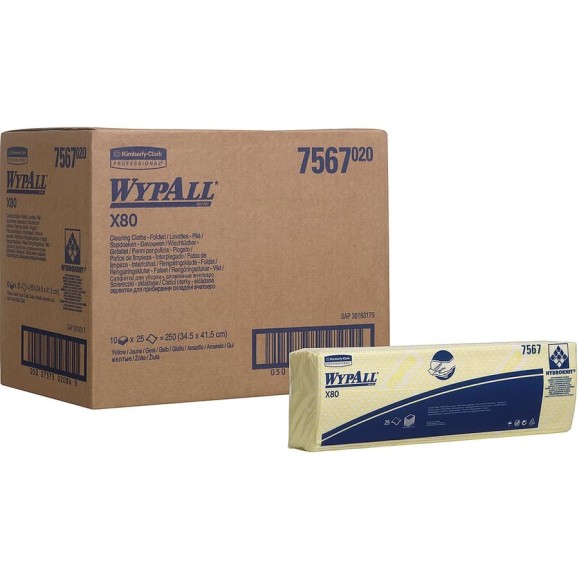 Протирочный материал Kimberly-Clark WypAll X80 сложенные, желтый 7567