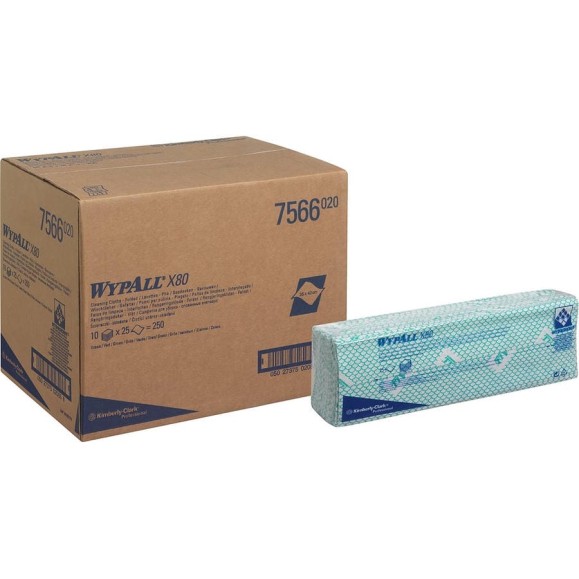 Протирочный материал Kimberly-Clark WypAll X80 сложенные, зеленый 7566 Протирочный материал Kimberly-Clark WypAll X80 сложенные, зеленый 7566