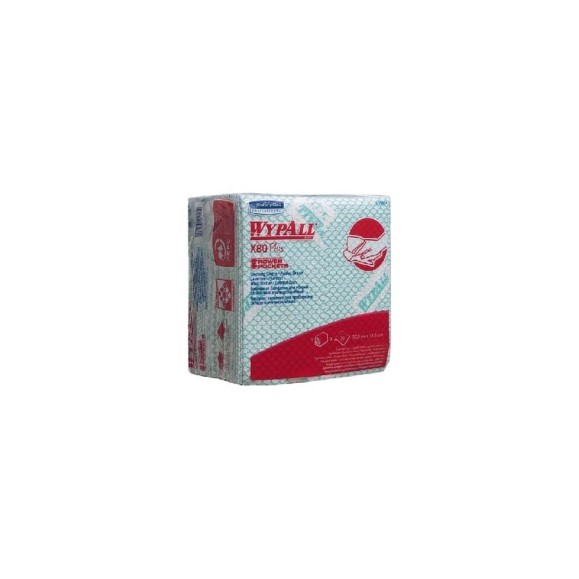 Протирочный материал Kimberly-Clark WypAll X80 Plus сложенные в 1/4, зеленый 19154