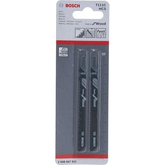 Пилки для лобзика T111C (74 мм; 2 шт.) Bosch 2608667921