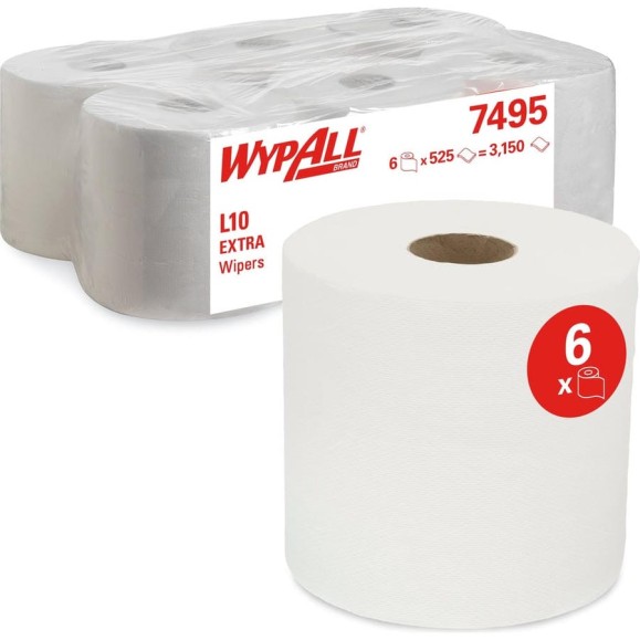 Протирочные салфетки Kimberly-Clark WypAll L10 EXTRA рулон с контролируемой подачей, белый 7495