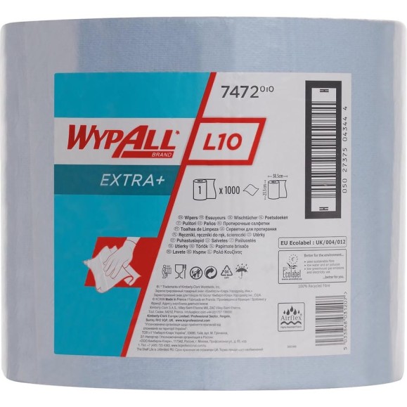 Протирочные салфетки Kimberly-Clark WypAll L10 EXTRA+ большой рулон, синий 7472 Протирочные салфетки Kimberly-Clark WypAll L10 EXTRA+ большой рулон, синий 7472