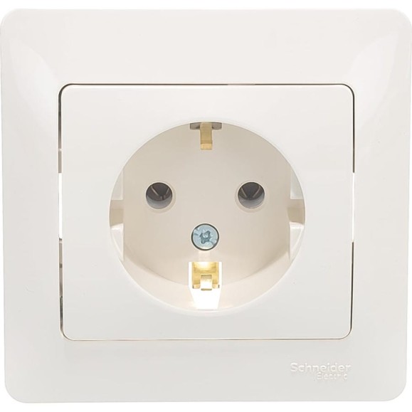 Розетка Systeme Electric 1-м GLOSSA с заземлением, бежевая SchE GSL000242