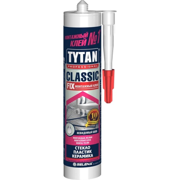 Монтажный клей Tytan PROFESSIONAL Classic Fix каучуковый прозрачный 310мл 43340 Монтажный клей Tytan PROFESSIONAL Classic Fix каучуковый прозрачный 310мл 43340