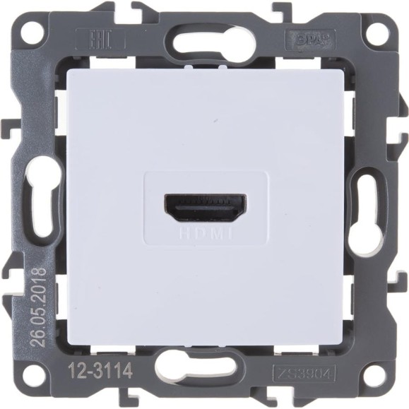 Розетка ЭРА 12-3114-01 HDMI, IP20, 12, белый Б0027481 Розетка ЭРА 12-3114-01 HDMI, IP20, 12, белый Б0027481