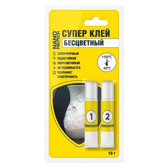 Супер клей бесцветный эпоксидный 2 компонентный  Nanoprotech 10 гр NPGSK0016
