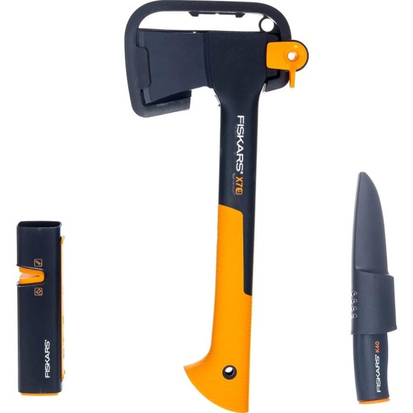 Набор Fiskars: универсальный топор Х7, нож К40, точилка для топоров и ножей 1059024
