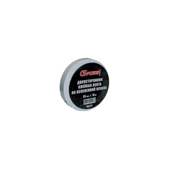 Двусторонняя клейкая лента на вспененной основе G-POWER 25мм х 10м, цвет: белый DKL-25