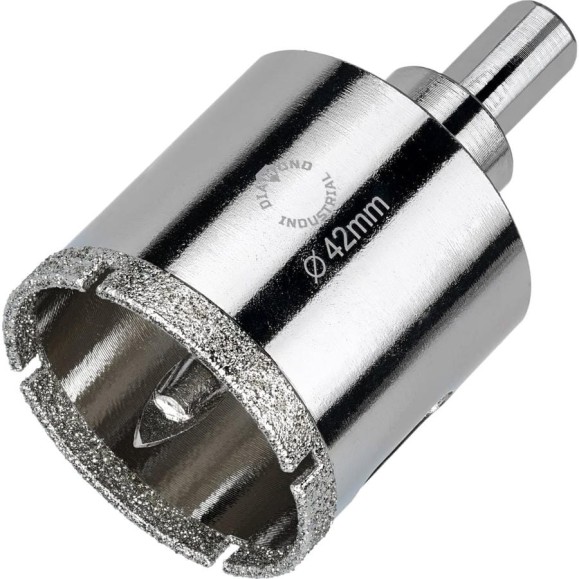 Коронка алмазная по керамограниту и керамике с центрирующим сверлом 42 мм Diamond Industrial DIDCSC042