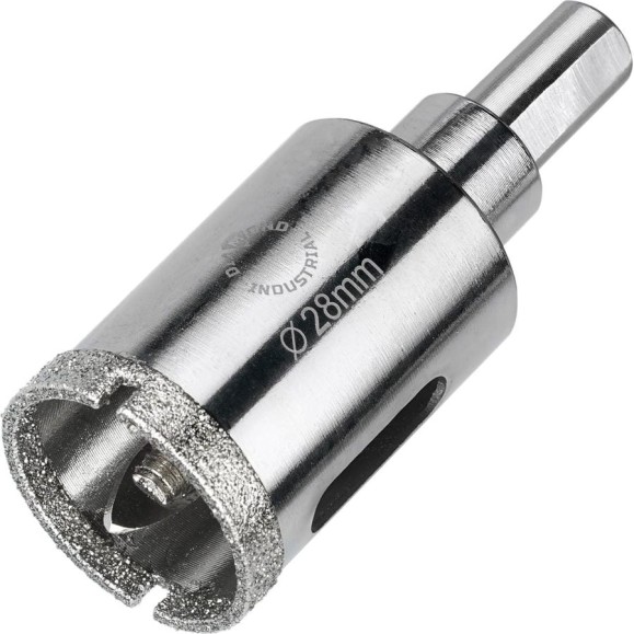 Коронка алмазная по керамограниту и керамике с центрирующим сверлом 28 мм Diamond Industrial DIDCSC028