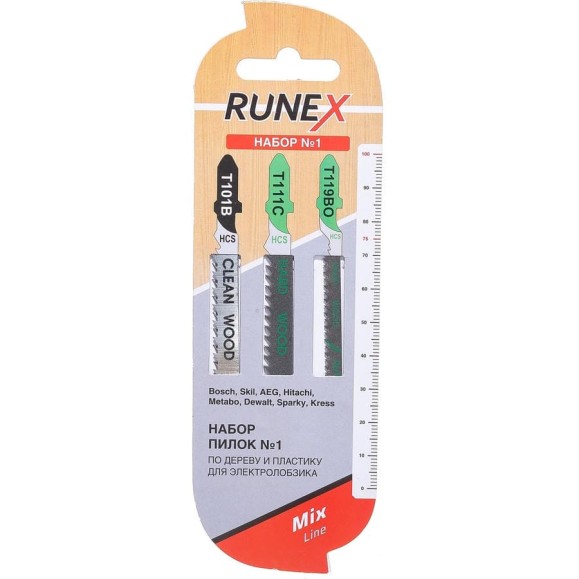 Набор пилок  по дереву и пластику (3 шт.; T101B/T111C/T119BO) Runex 555807