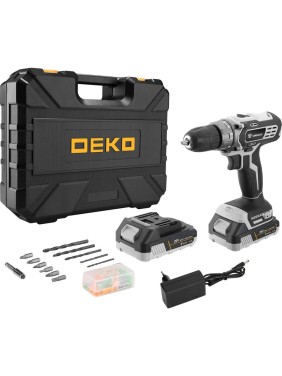 Аккумуляторная дрель-шуруповерт DEKO DKCD20 Black Edition SET 3 в кейсе + набор 63 инструмента, 20В, 2.0Ач 063-4050