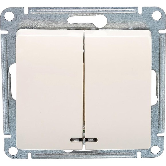 Двухклавишный механизм выключателя Systeme Electric СП GLOSSA 10А IP20 10AX с подсветкой бежевый GSL000253 Двухклавишный механизм выключателя Systeme Electric СП GLOSSA 10А IP20 10AX с подсветкой бежевый GSL000253