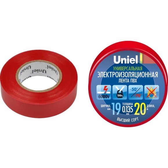 Изоляционная лента Uniel 20/19/01 RED UIT-135P 4479
