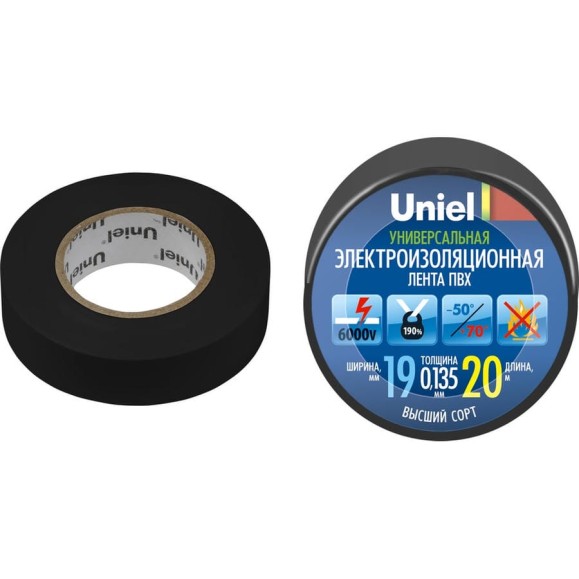Изоляционная лента Uniel 20/19/01 BLK UIT-135P 4478