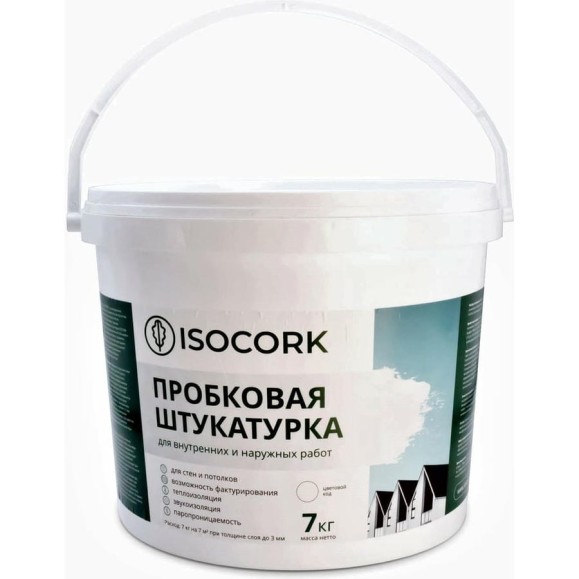 Пробковая штукатурка Isocork 7 кг, цвет натуральный ПШ14С-7