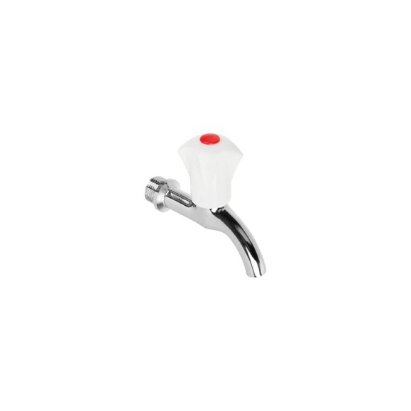 Водоразборный кран FRESSO короткий излив, ручка пластик, 1/2", цинк 554-088 Водоразборный кран FRESSO короткий излив, ручка пластик, 1/2", цинк 554-088
