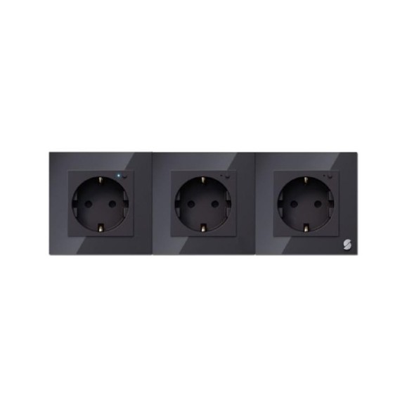 Умная встраиваемая розетка Sibling чёрная на три гнезда Powerswitch-W3 00-00011686