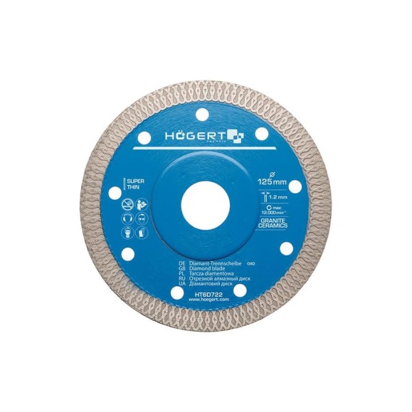 Диск отрезной для плитки (125x1.2x22.2 мм) HOEGERT TECHNIK HT6D722