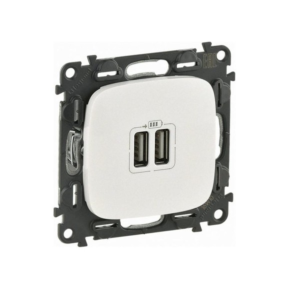 Розетка Legrand Valena ALLURE Жемчуг 2-ая USB 240В/5В 1500мА с лицевой панелью 754999