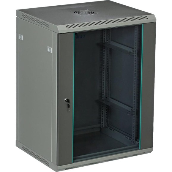Серверный настенный шкаф W&T 15U 600х500 19 дюймов серый C156050GWTWOF