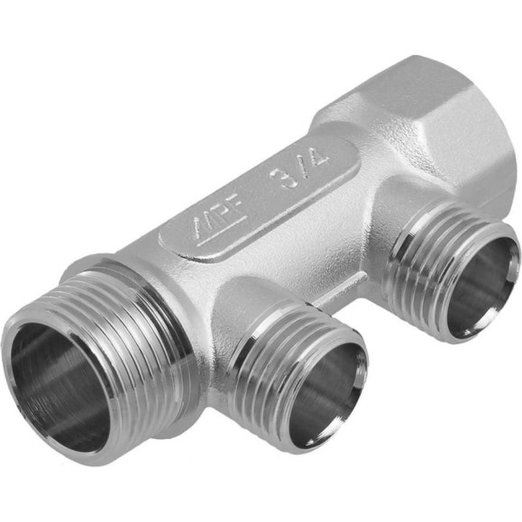 Коллектор для водоснабжения MPF 3/4" в/н на 2 выхода 1/2" н, под евроконус ИС.071056 Коллектор для водоснабжения MPF 3/4" в/н на 2 выхода 1/2" н, под евроконус ИС.071056