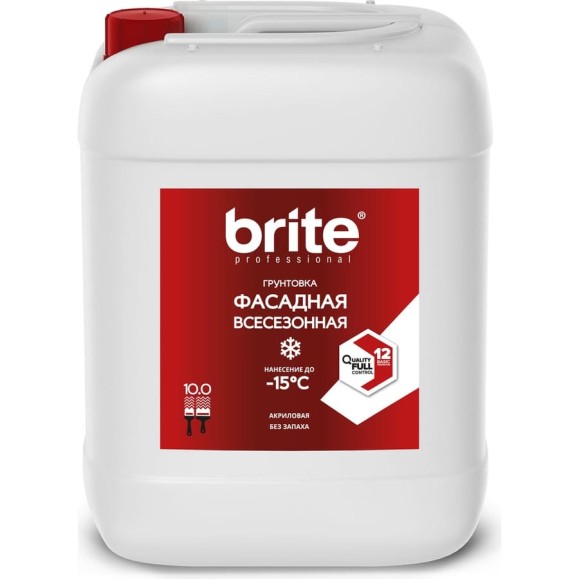 Всесезонная акриловая грунтовка для фасадов BRITE PROFESSIONAL канистра 10 л О02489