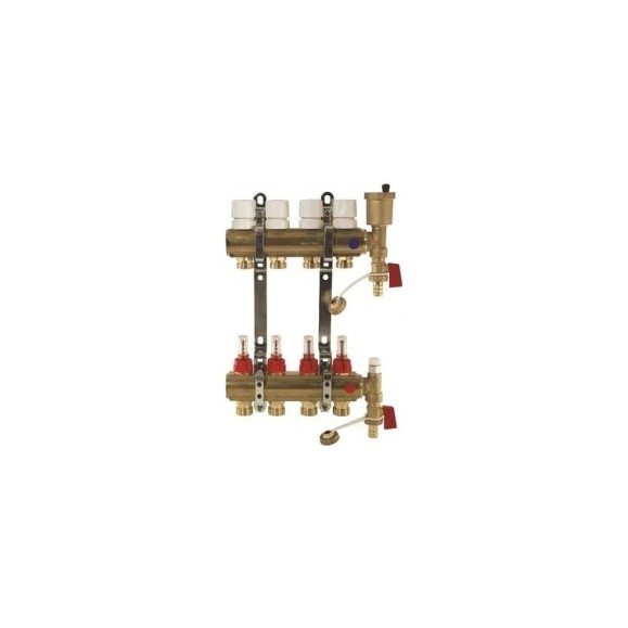 Коллекторная группа Imperial 1x3/4 EK- 6 выходов с расходомерами, 6 bar, воздухоспускники, сливной кран Италия 811.06