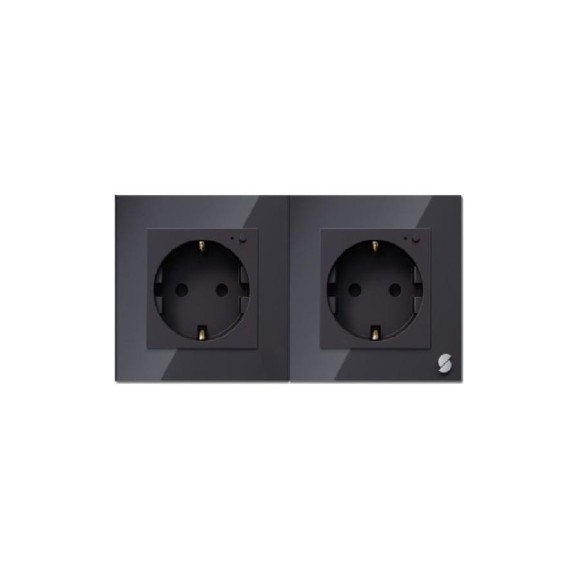 Умная встраиваемая розетка Sibling чёрная на два гнезда Powerswitch-W2 00-00011699