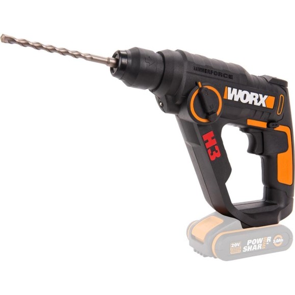 Перфоратор аккумуляторный WORX H3 WX390.9, 20В, без АКБ и ЗУ Перфоратор аккумуляторный WORX H3 WX390.9, 20В, без АКБ и ЗУ