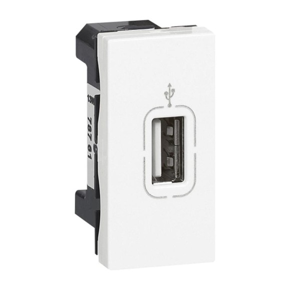Розетка USB Legrand разъём - Программа Mosaic - 1 модуль - белая 078761