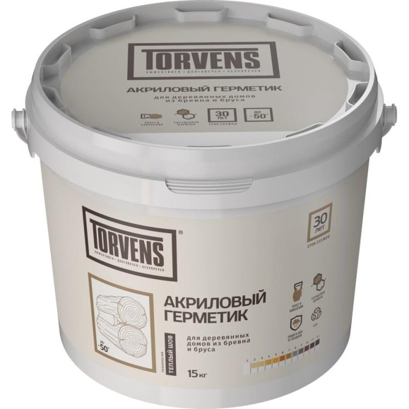 Герметик для дерева Torvens темный шоколад, 10 л, 15 кг 00-00009992 Герметик для дерева Torvens темный шоколад, 10 л, 15 кг 00-00009992