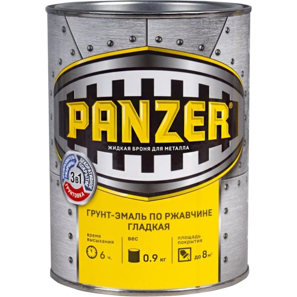 Грунт - эмаль PANZER по ржавчине 3 в 1 гладкая, красно-коричневая, 0.9 кг 219853 Грунт - эмаль PANZER по ржавчине 3 в 1 гладкая, красно-коричневая, 0.9 кг 219853