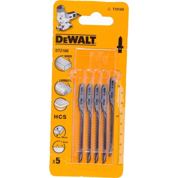 Пилки для лобзика по дереву (76 мм; шаг зубьев 1.4 мм) 5 шт. DEWALT DT 2168 Пилки для лобзика по дереву (76 мм; шаг зубьев 1.4 мм) 5 шт. DEWALT DT 2168