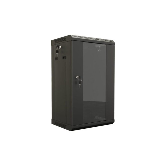 Настенный шкаф Hyperline TDB-6U-GP-RAL9004 10'', 6U, 366,5х390х300, уст. размер 254 мм 445487