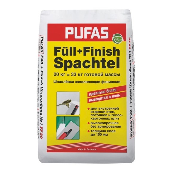 Заполняющая и финишная шпаклевка Pufas FüII + Finish М 20 кг 003007092 Заполняющая и финишная шпаклевка Pufas FüII + Finish М 20 кг 003007092