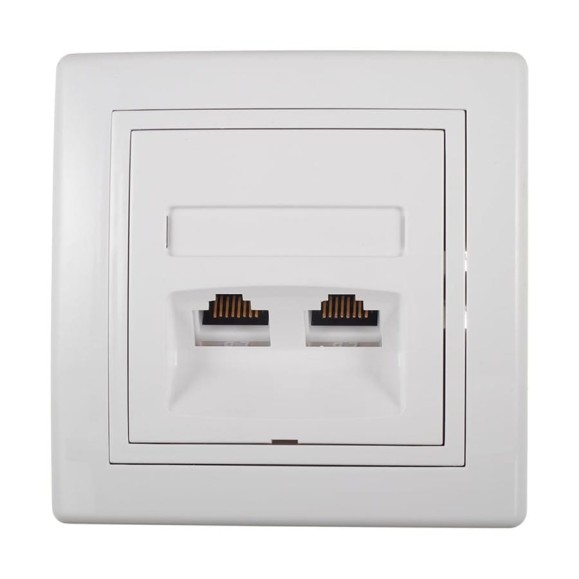 Коммуникационная двойная розетка Aling-conel PRESTIGE RJ45 Cat6 UTP, белая 615.00 113032