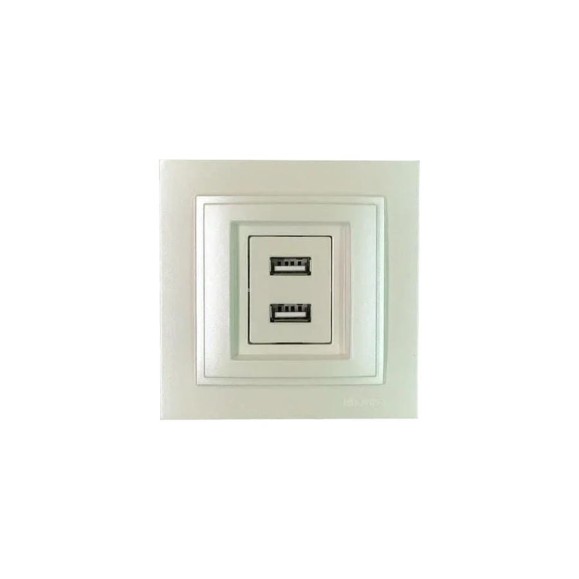2-я USB розетка Mono Electric DESPINA зарядка, жемчуг 102-252505-178