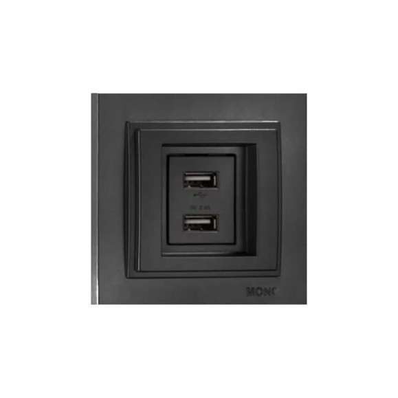 2-я USB розетка Mono Electric DESPINA зарядка, графит 102-202005-178