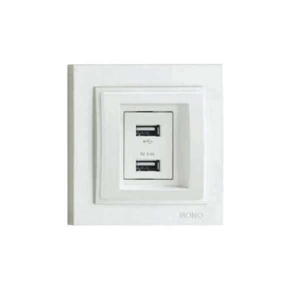 2-я USB розетка Mono Electric DESPINA зарядка, белый 102-190005-178