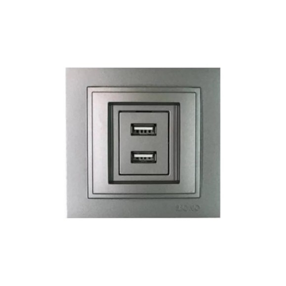 2-я USB розетка Mono Electric DESPINA зарядка, антрацит 102-242405-178