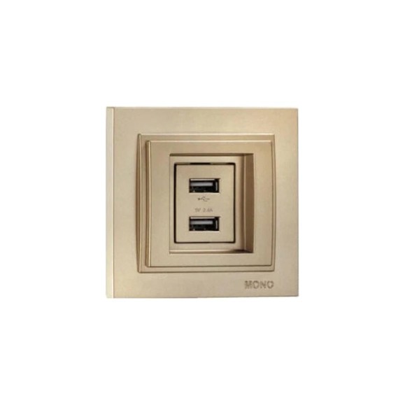 2-я USB розетка Mono Electric DESPINA зарядка, титан 102-222205-178