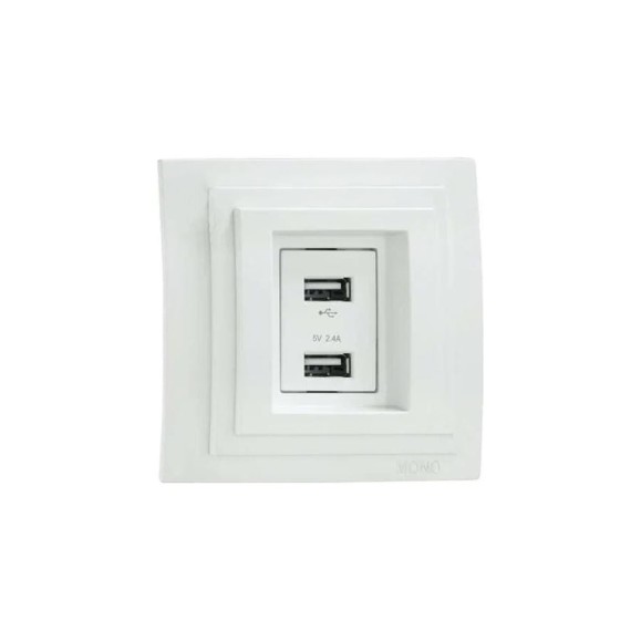 2-я USB розетка Mono Electric LARISA зарядка, белый 103-191905-178