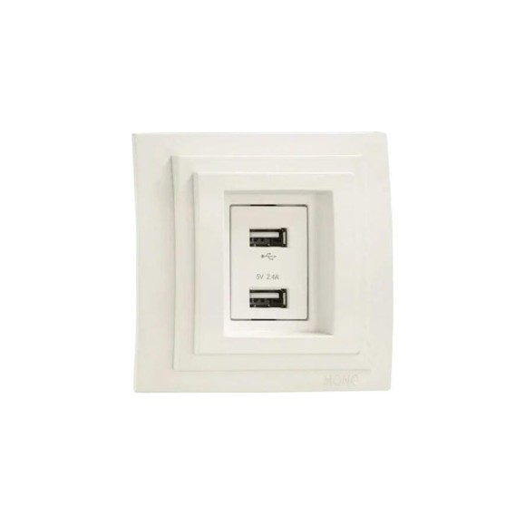 2-я USB розетка Mono Electric LARISA зарядка, крем 103-171705-178